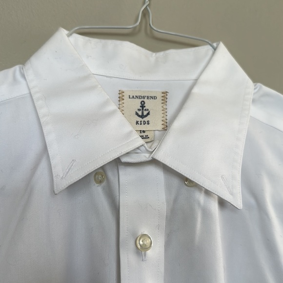 Boys Lands End White Button Down - Picture 2 of 5